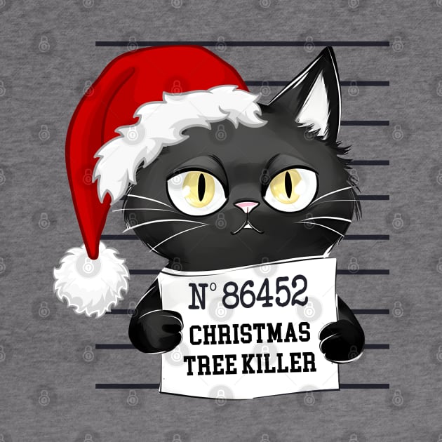 Cute Christmas Tree Killer Cat by WebStarCreative